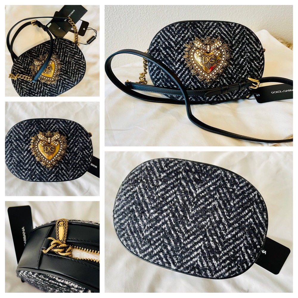 DOLCE & GABBANA Wool Crossbody | Clutch Bag with Antique Gold & Pearls NWT